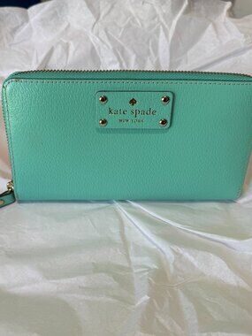 NWT Kate Spade Wellesley Neda Wallet Giverny Blue Leather Zip Around